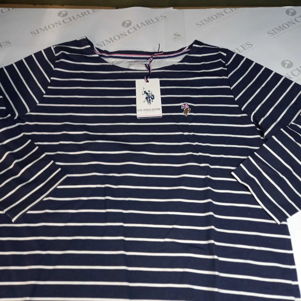 U.S. POLO ASSN WOMENS BOAT NECK STRIPE T-SHIRT SIZE 14