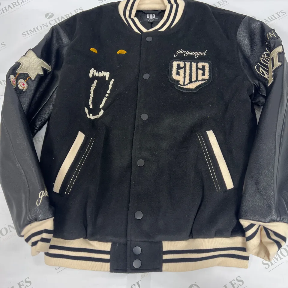 GLORYISINGOD BOMBER JACKET IN BLSCK SUEDE SIZE MEDIUM