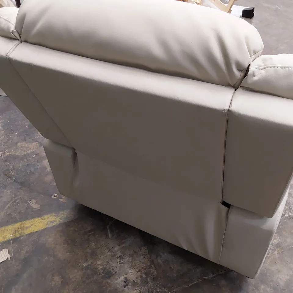 DESIGNER MANUAL RECLINING EASY CHAIR CREAM LEATHER 