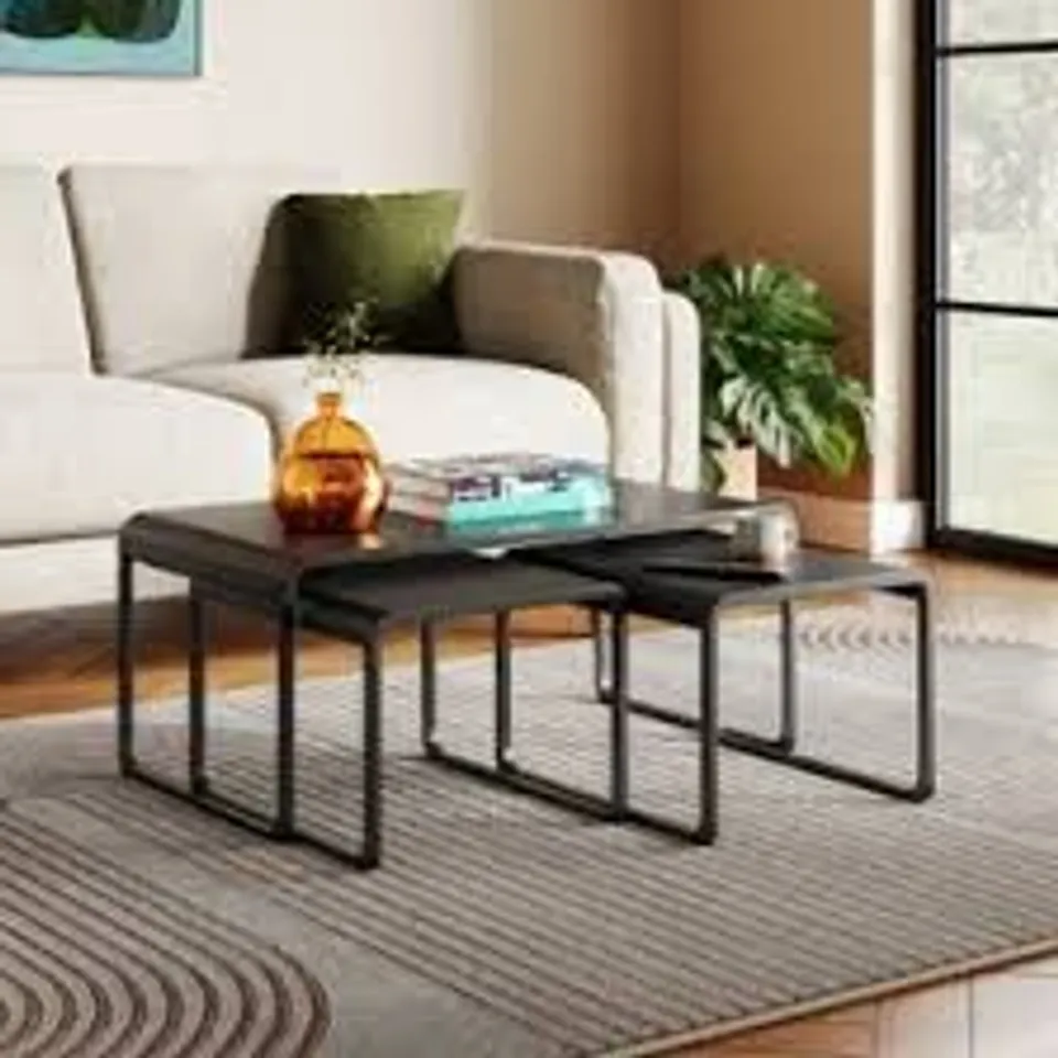 BOXED BOWIE NEST OF COFFEE TABLES - BLACK (1 BOX)
