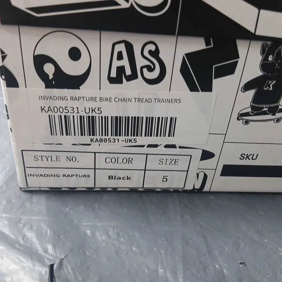 KOI INVADING RAPTURE BIKE CHAIN TREAD TRAINERS – BLACK, UK 5