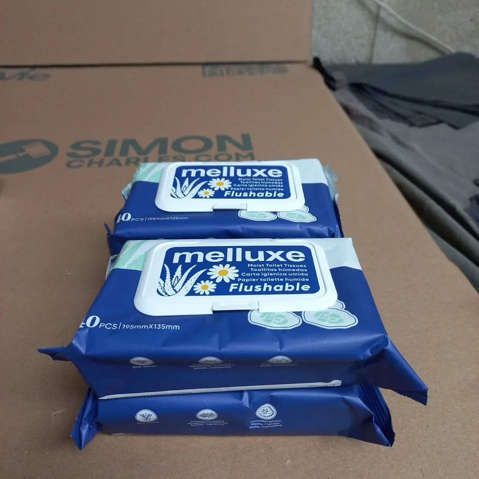 LOT OF 4 PACKS OF MELLUXE MOIST TOILET TISSUE WIPES 40 WIPES PER PACK