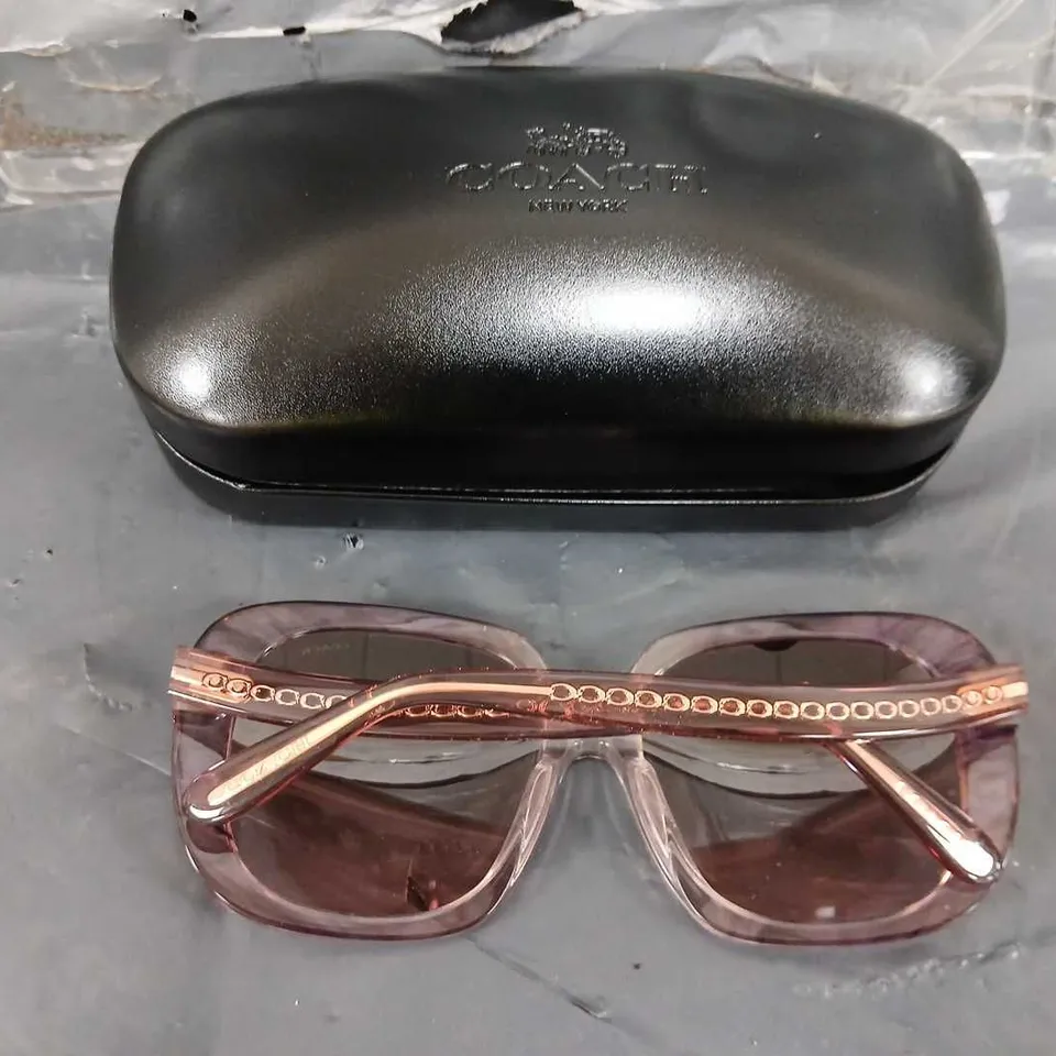 COACH TRANSPARENT PINK SQUARE SUNGLASSES