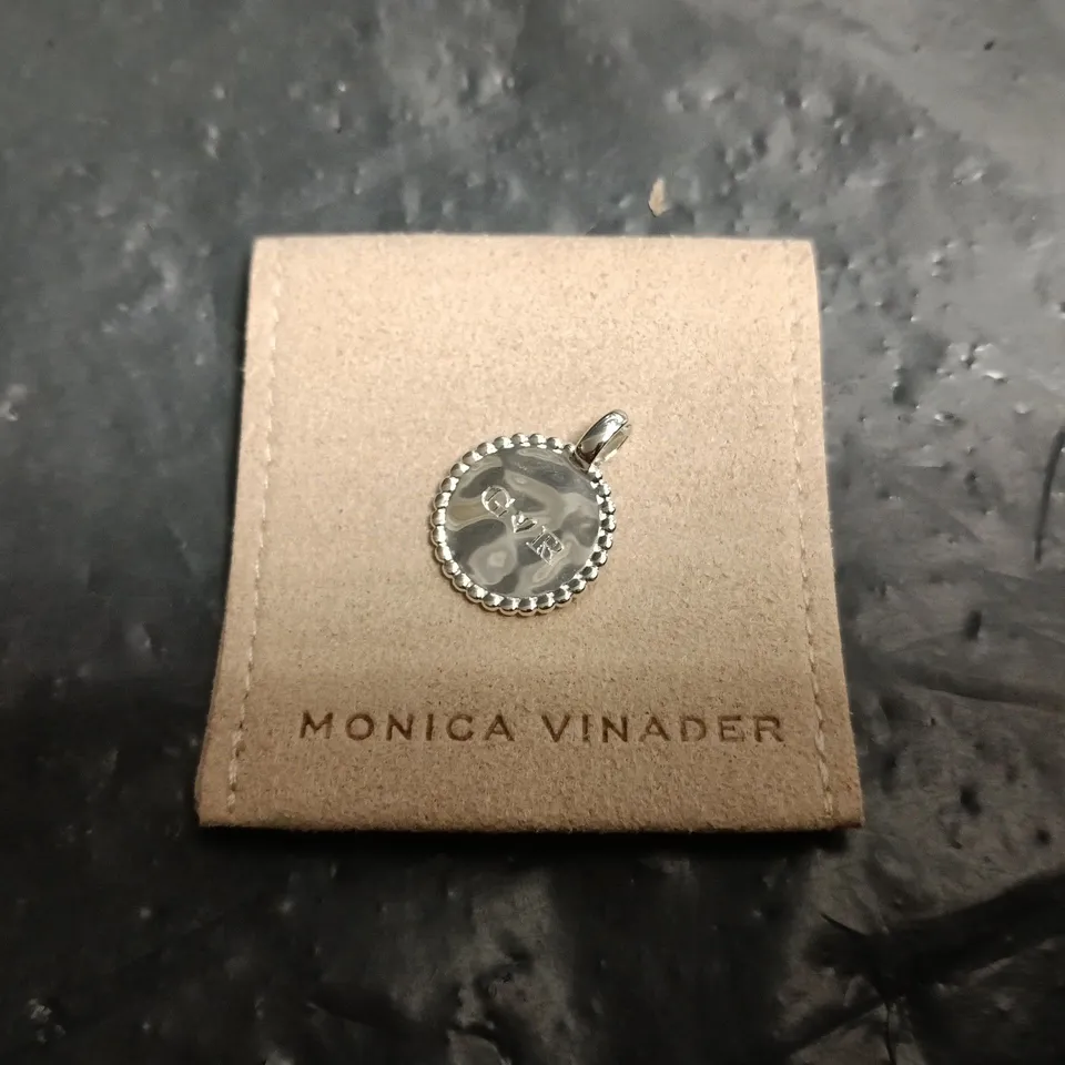 MONICA VINADER CIRCULAR 'LOVE' PENDANT – SILVER TONE