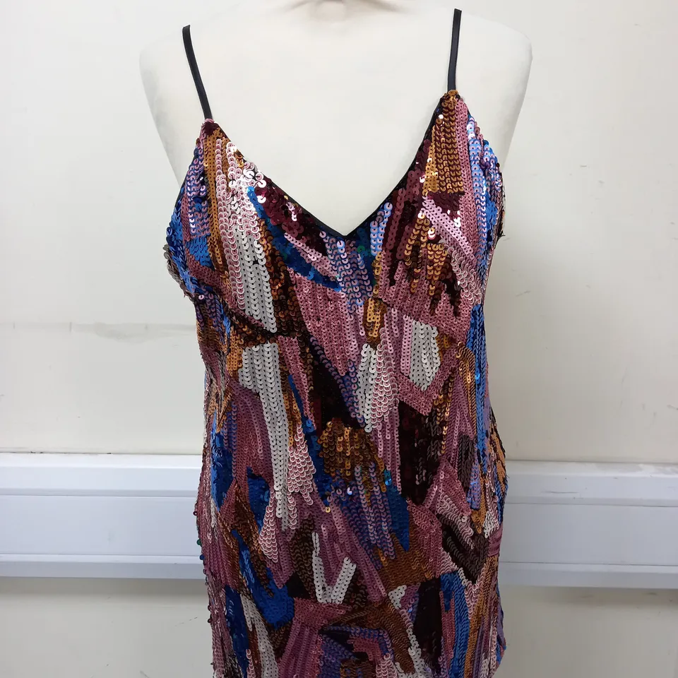 SUPERDRY SEQUIN MINI DRESS IN MULTICOLOUR UK SIZE 12