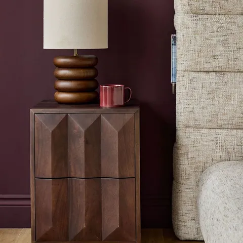 BOXED DANETTI RIA DARK WOOD BEDSIDE TABLE