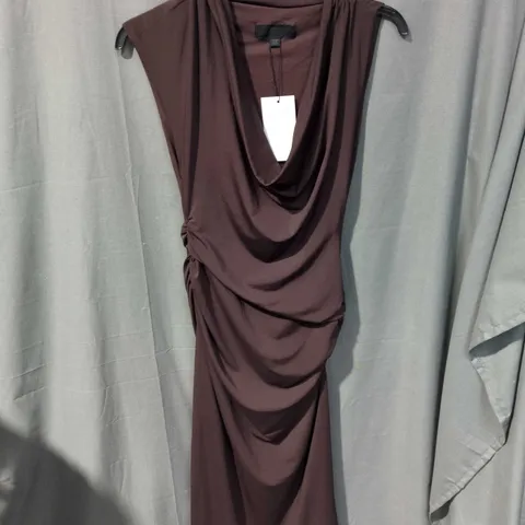 ZARA WOMEN'S BROWN DRAPED SLEEVELESS DRESS