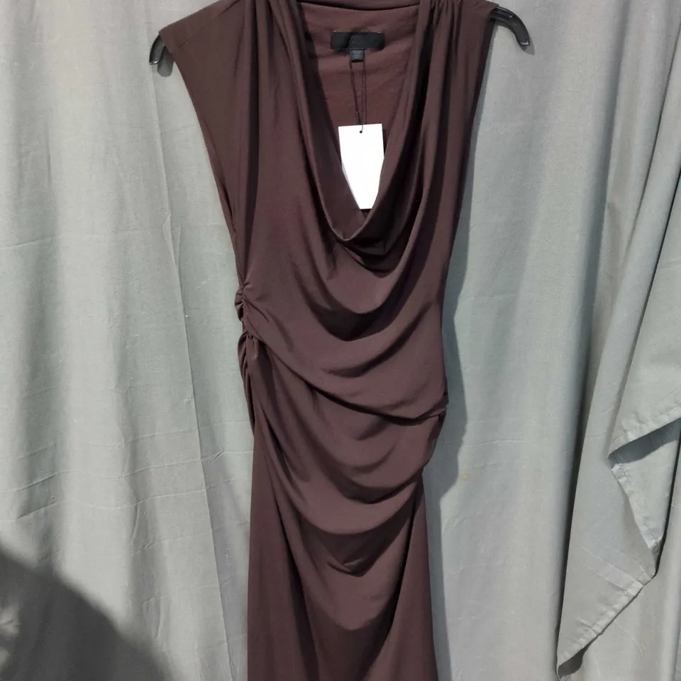 ZARA WOMEN'S BROWN DRAPED SLEEVELESS DRESS