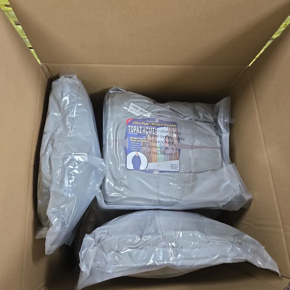 TOPAZ HOODIE BLANKET – DARK GREY, ONE SIZE, BOX OF 10