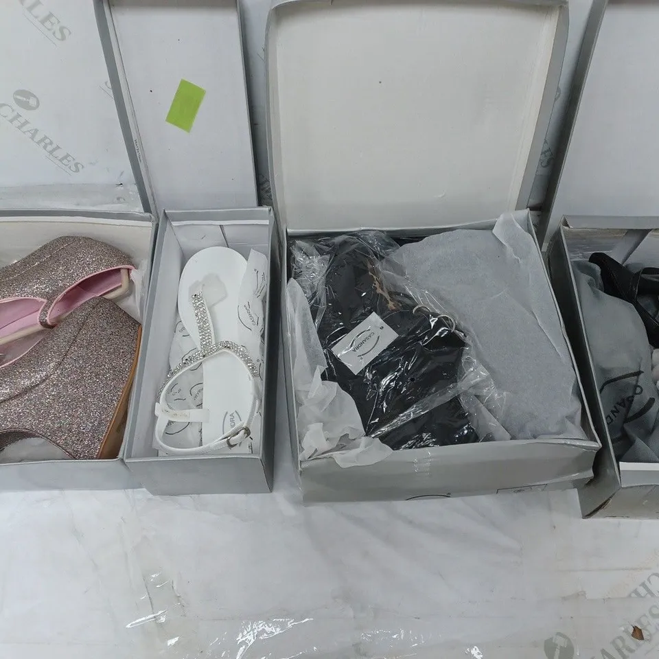 LARGE BOX OF APPROXIMATELY 10 ASSORTED BOXED SHOES TO INCLUDE BOOTS AND HEELS ETC.
