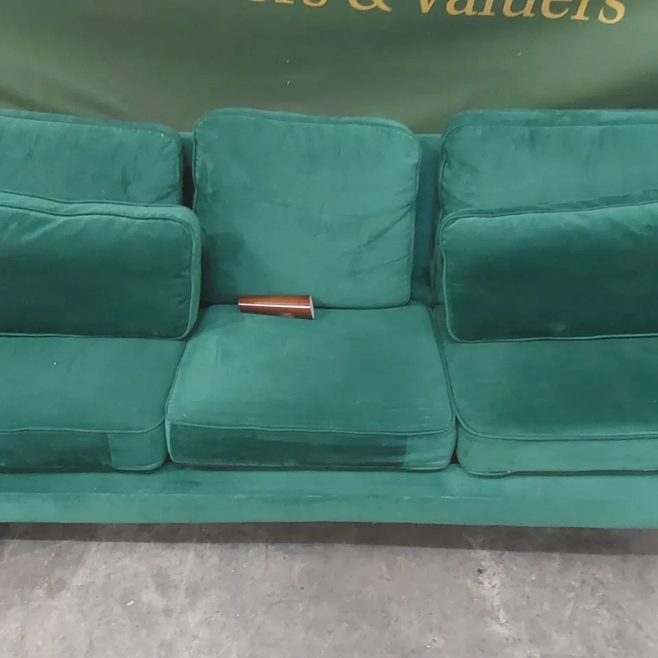 QUALITY DESIGNER VELVET UPHOLSTERED SOFA - DAMAGED LEGS