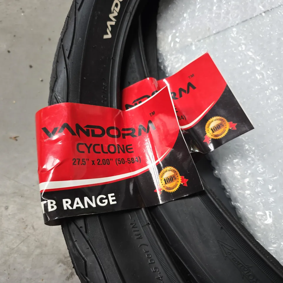 LOT OF APPROXIMATELY 10 ASSORTED HOUSEHOLD ITEMS TO INCLUDE VANDORM MTB TYRES, COOKER PARTS AND ANDREX TISSUE