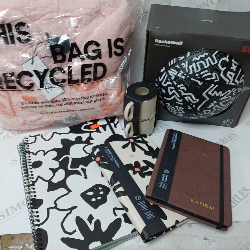 APPROXIMATELY 6 COTTON ON ITEMS INCLUDING KEITH HARING BASKETBALL, DISNEY MICKEY MOUSE THROW, STACKABLE MUGS, NOTEBOOKS