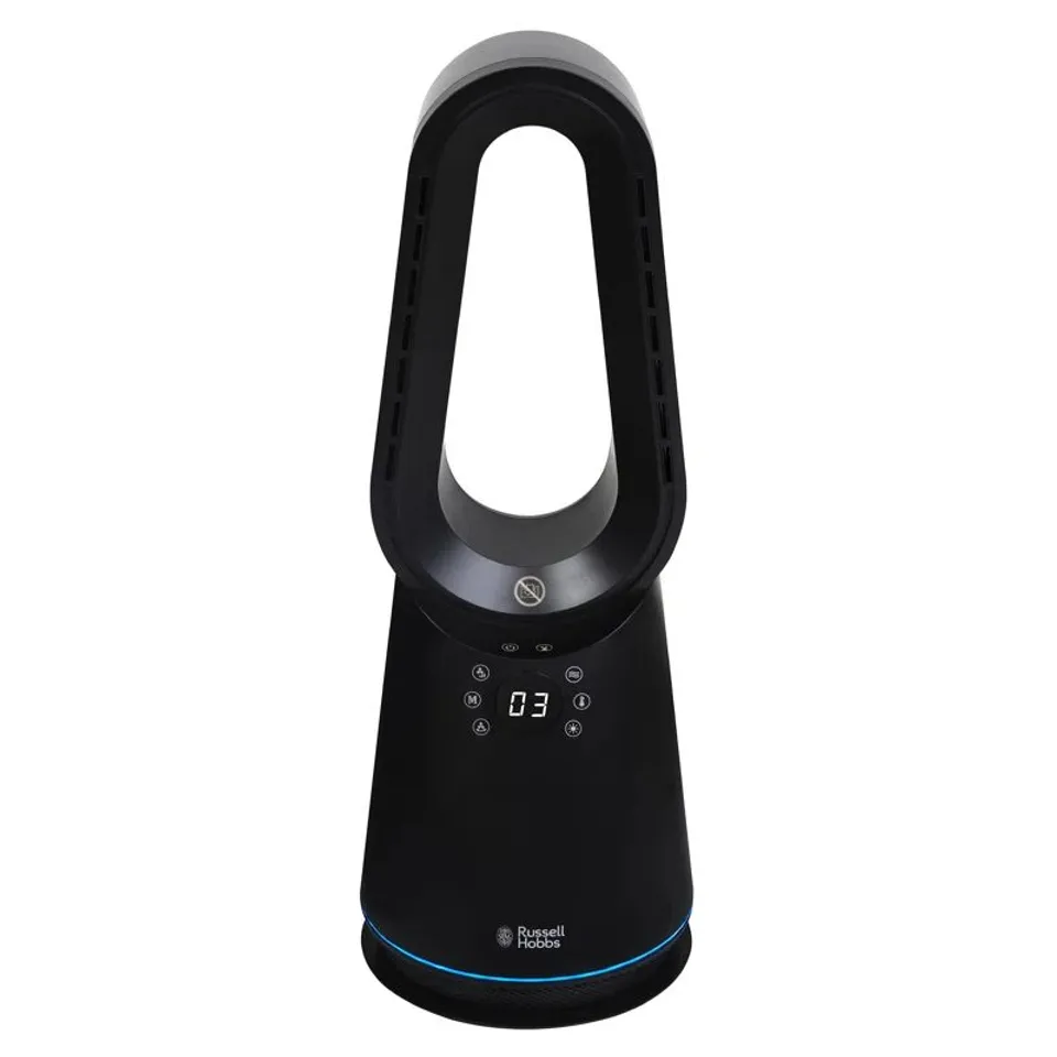 BOXED RUSSELL HOBBS RHCBLD3IN BLADELESS HEAT AND COOL FAN IN BLACK