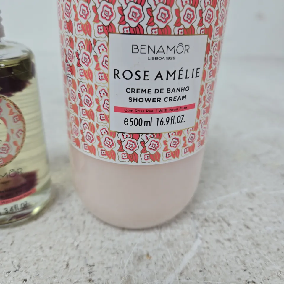 BENAMÔR ROSE AMÉLIE SHOWER CREAM AND DRY OIL – 500 ML & 100 ML BOTTLES