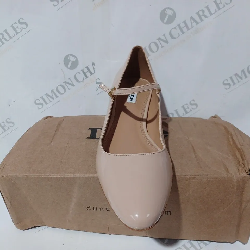 DUNE BLUSH PATENT FLAT MARY JANE BALLER - SIZE 6