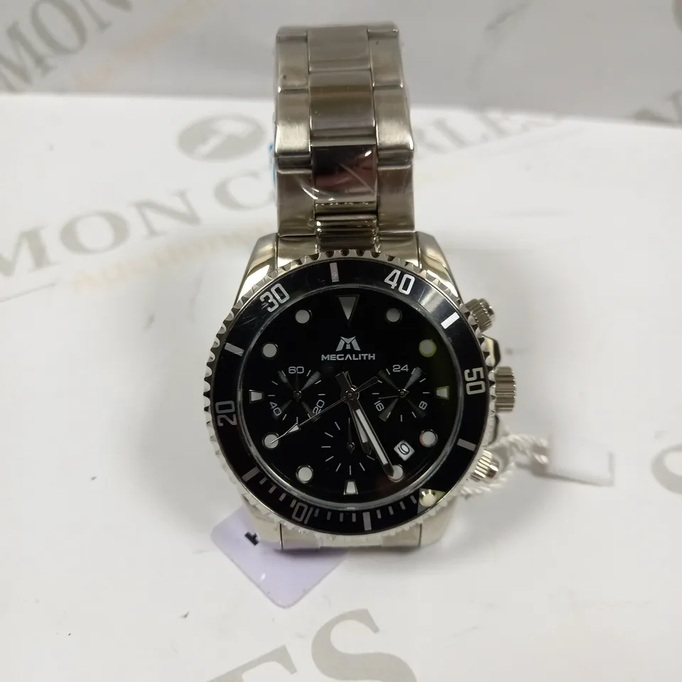 MEGALITH MENS CHRONOGRAPH SILVER EFFECT LINK WATCH 