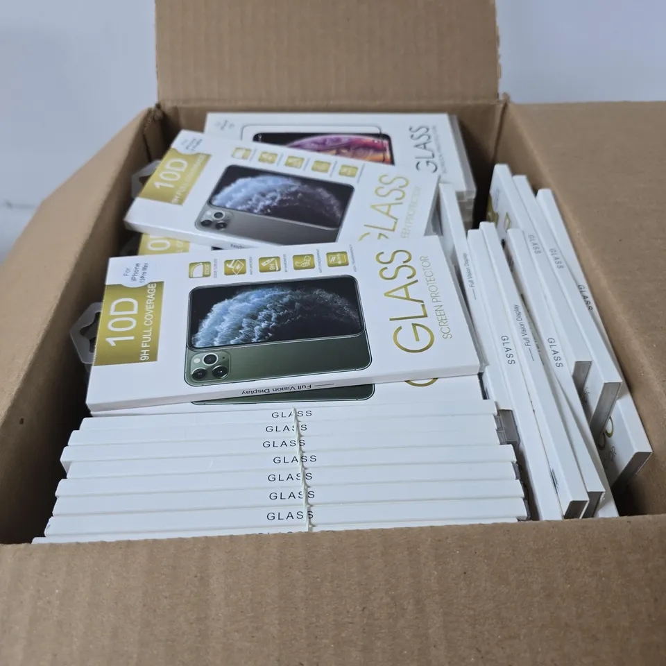 BOX OF APPROXIMATELY 50 ASSORTED MOBILE PHONE SCREEN PROTECTORS 