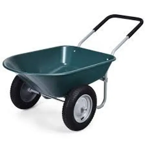 BOXED COSTWAY 2 TIRE WHEELBARROW GARDEN CART HEAVY-DUTY DOLLY UTILITY CART - GREEN 