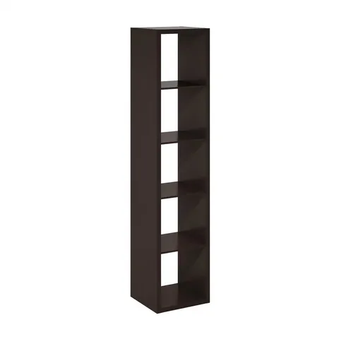 BOXED FURINNO CUBICLE OPEN BACK DECORATIVE VERTICLE CUBE STORAGE ORGANIZER, 5-CUBE, DARK OAK (1 BOX)