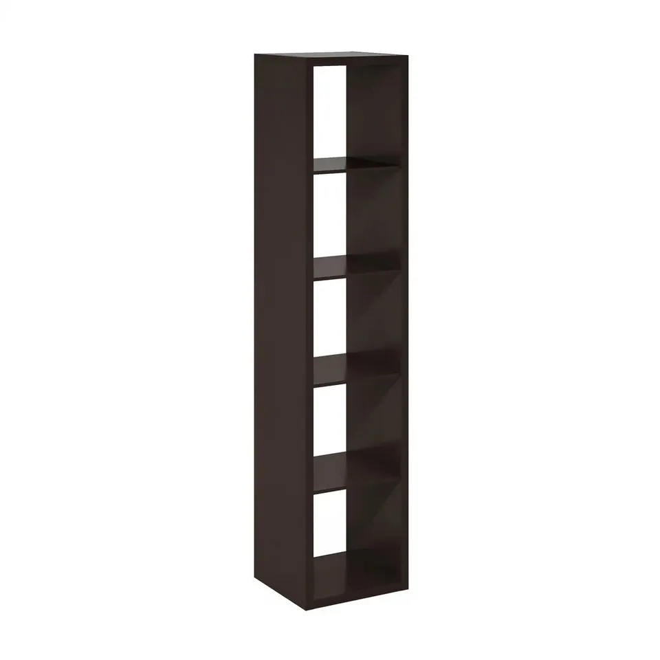BOXED FURINNO CUBICLE OPEN BACK DECORATIVE VERTICLE CUBE STORAGE ORGANIZER, 5-CUBE, DARK OAK (1 BOX)