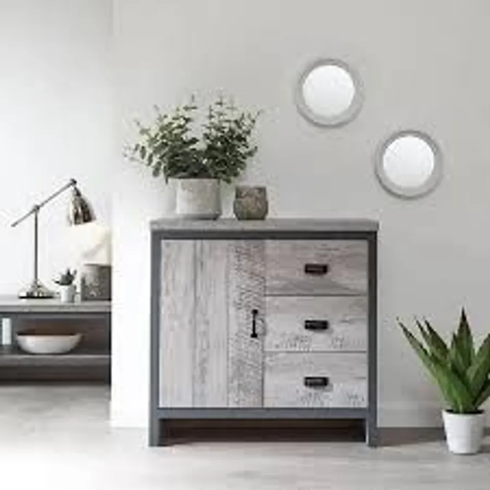 BOXED GFW BOSTON 1 DOOR 3 DRAWER MULTI UNIT - GREY (1 BOX)