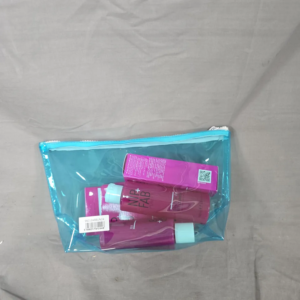 NIP+FAB SKINCARE TUBES SET – PINK/PURPLE PACKAGING IN TURQUOISE ZIP POUCH