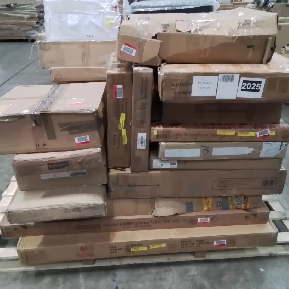 PALLET CONTAINING VARIOUS ASSORTED BOXED INCOMPLETE HOUSEHOLD ITEMS ETC.