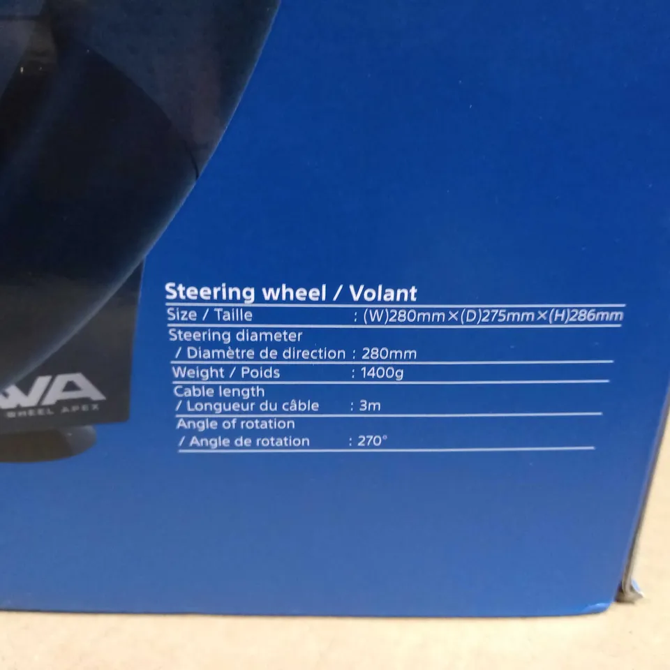BOXED HORI WIRELESS RWA RACING WHEEL APEX (FOR PS4)