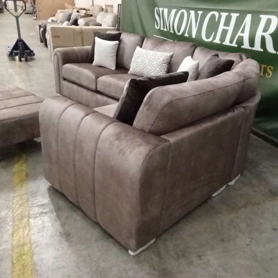 AMARA RIGHT HAND DOUBLE ARM CORNER GROUP WITH FOOTSTOOL - CHOCOLATE RRP £3419