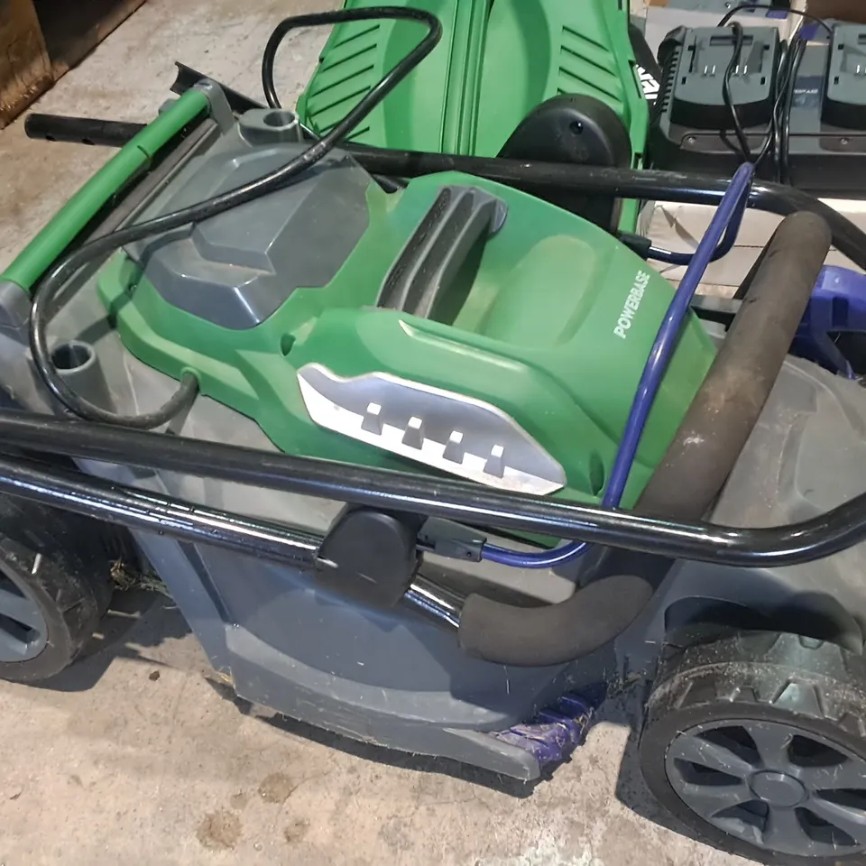 POWERBASE 34CM CORDLESS LAWNMOWER WITH CHARGER AND BATTERIES 