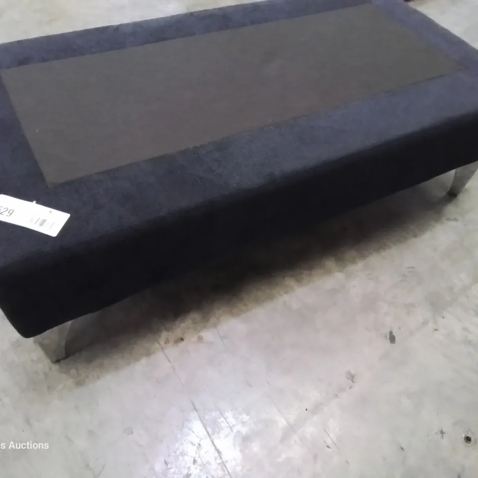 DESIGNER RECTANGULAR FOOTSTOOL BASE BLACK FABRIC