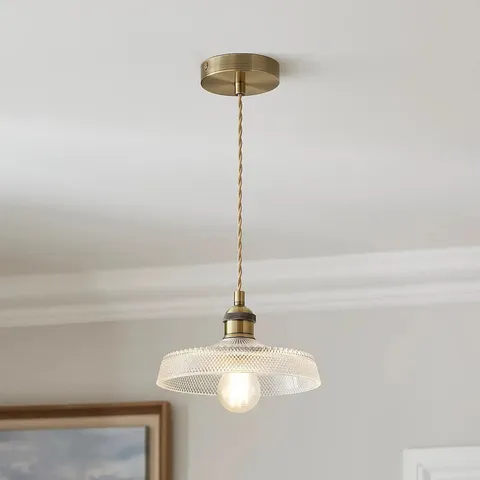 BOXED CHURCHGATE SHILTON PRESSED GLASS ADJUSTABLE PENDANT LIGHT