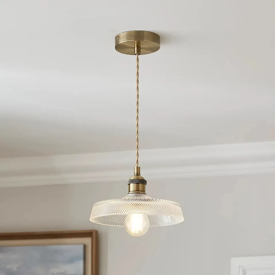 BOXED CHURCHGATE SHILTON PRESSED GLASS ADJUSTABLE PENDANT LIGHT