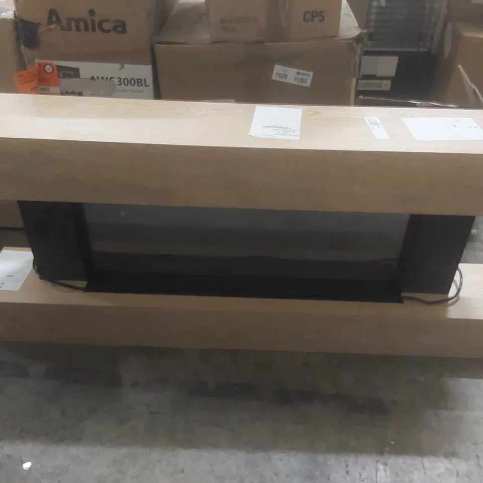 OAK WALL-MOUNTED ELECTRIC SMART FIRE PLACE WITH SURROUND - 52 INCH - AMBERGLO