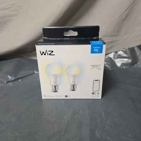 WIZ LED LIGHT BULBS 2-PACK – E27, 806 LM, WARM WHITE TO DAYLIGHT (2700–6500K), SMART LIGHTING