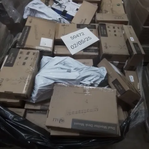 PALLET CONTAINING LARGE QUANTITY OF TV & DESK MOUNTS ETC