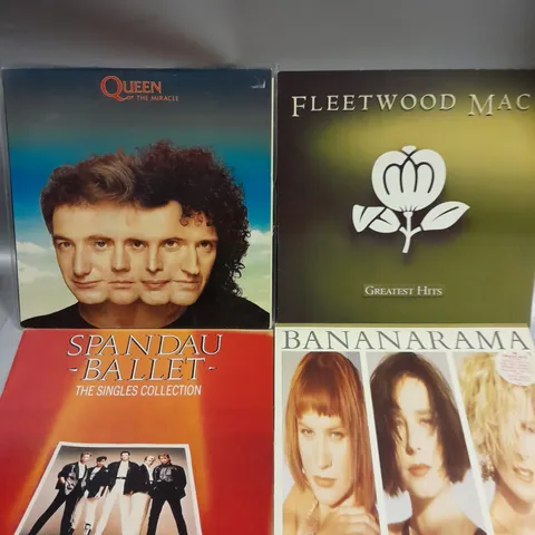 APPROXIMATELY 20 ASSORTED VINYLS TO INCLUDE QUEEN, FLEETWOOD MAC, BANANARAMA ETC