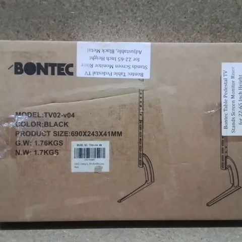 BOXED BONTEC TABLE PEDESTAL TV STANDS SCREEN MONITOR RISER FOR 22 - 65 INCH 