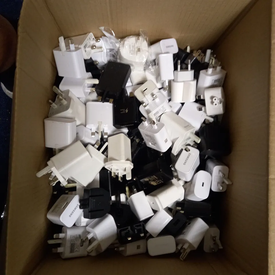 BOX OF ASSORTED PLUG ADAPTERS