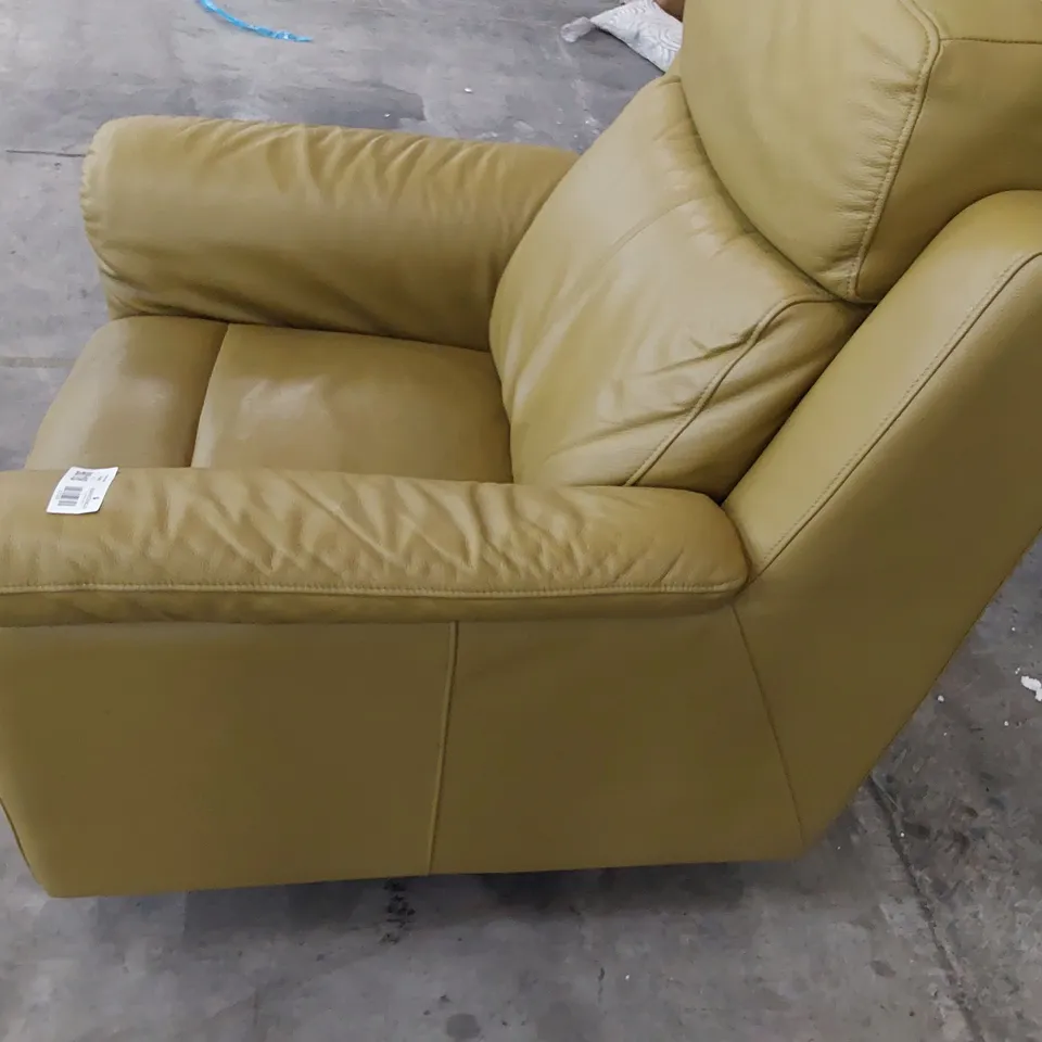 DESIGNER POWER RECLINING EASY CHAIR SAND LEATHER 