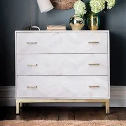 BOXED ARKIN & THYME CHEVRON CHEST OF DRAWERS