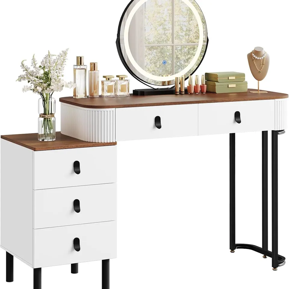 BOXED WOLTU DRESSING TABLE, VANITY DESK WITH SWIVEL VANITY MIRROR (1 BOX)