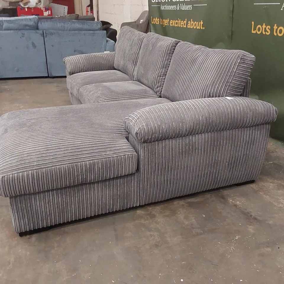 AMALFI STANDARD BACK FABRIC RIGHT HAND 3 SEATER CHAISE SOFA - CHARCOAL 