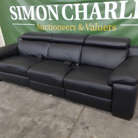 QUALITY ITALIAN DESIGNER RICCARDO POWER RECLINING FOUR SEATER SOFA BLACK LEATHER
