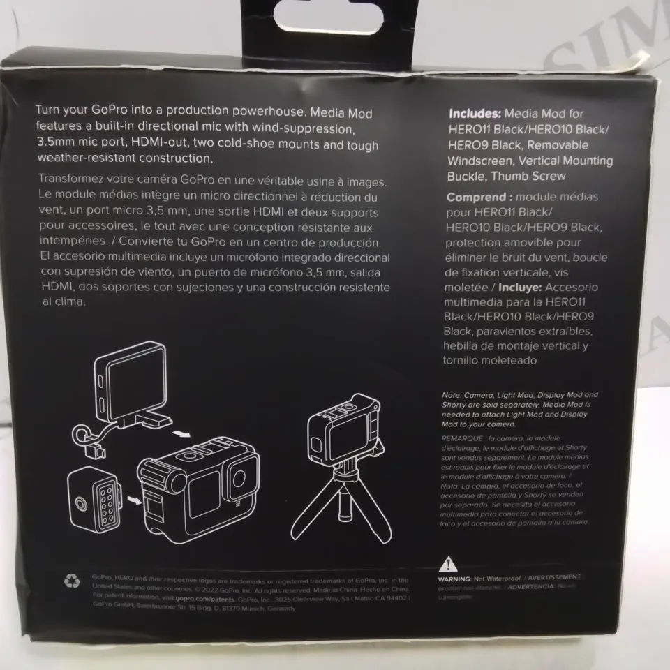 BOXED GOPRO MEDIA MOD FOR HERO 9/10/11 RRP £79.99