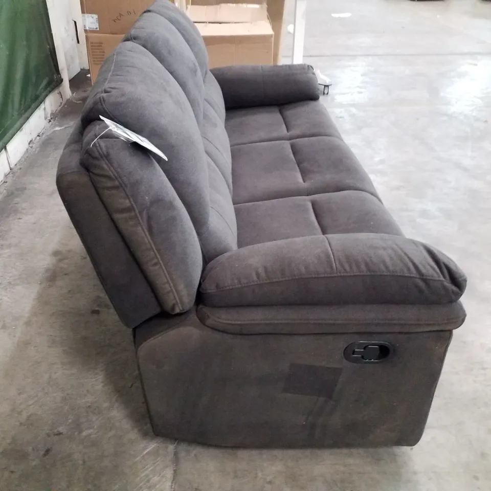 QUALITY DESIGNER 3 SEATER MANUAL RECLINER SOFA - DARK GREY FABRIC 