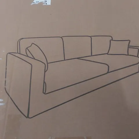 BOXED 4 SEATER CORDUROY SOFA - BLACK (1 BOX)