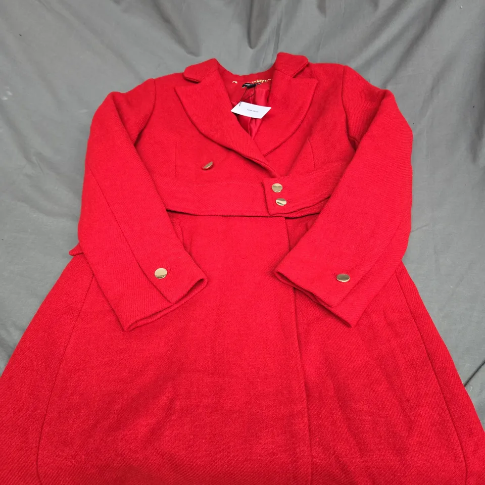 KAREN MILLEN ITALIAN WOOL BUTTON DETAIL BELTED MIDI COAT SIZE 12