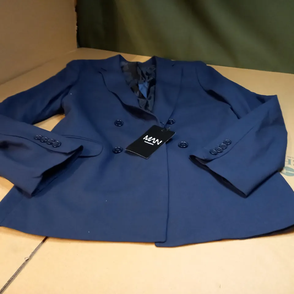 BOOHOO MAN NAVY SUPER SKINNY NAVY DOUBLE BREASTED JACKET - SIZE 38